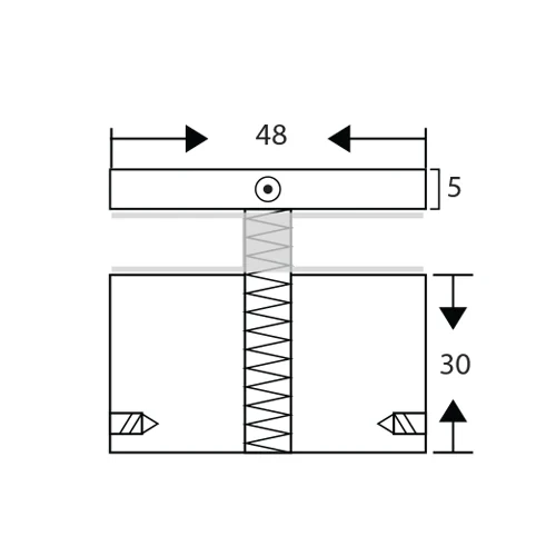 (NX48 * 30) BOTON DE 2″ PARA BARANDAS VIDRIO. ACABADO BRILLANTE